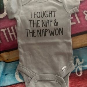 Gray Baby Onesie - "I Fought the Nap"